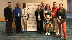 The 2017 CoSIDA Convention grant winners from the NAIA, flanked by Jay Stancil (Union, Ky.), CoSIDA Board member, and Aaron Sagraves (Cornerstone), CoSIDA Board member and incoming NAIA-SIDA president.